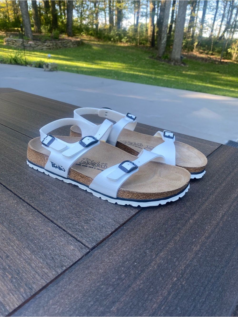 Birks White Dual-Strap Cork Footbed Woman’s Sandals